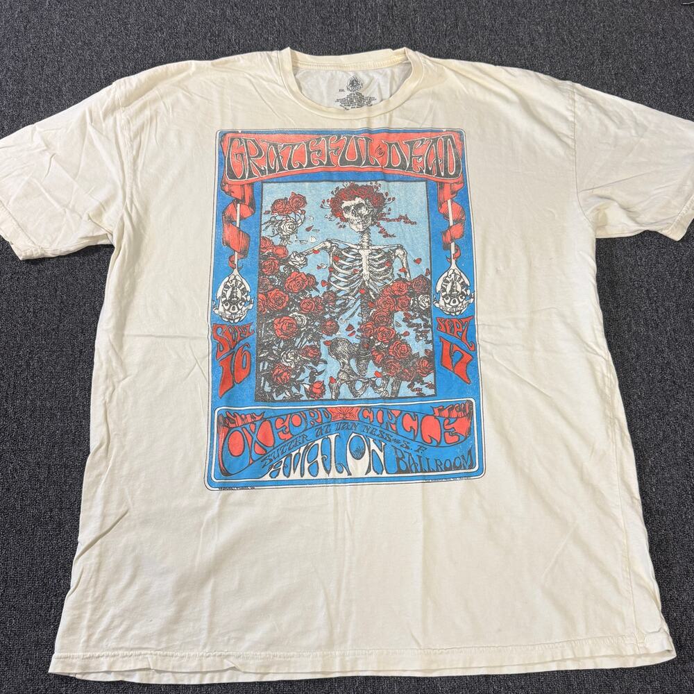 Vintage Y2k Grateful Dead Band Tour White Graphic Short Sleeve Tee Men's XXL